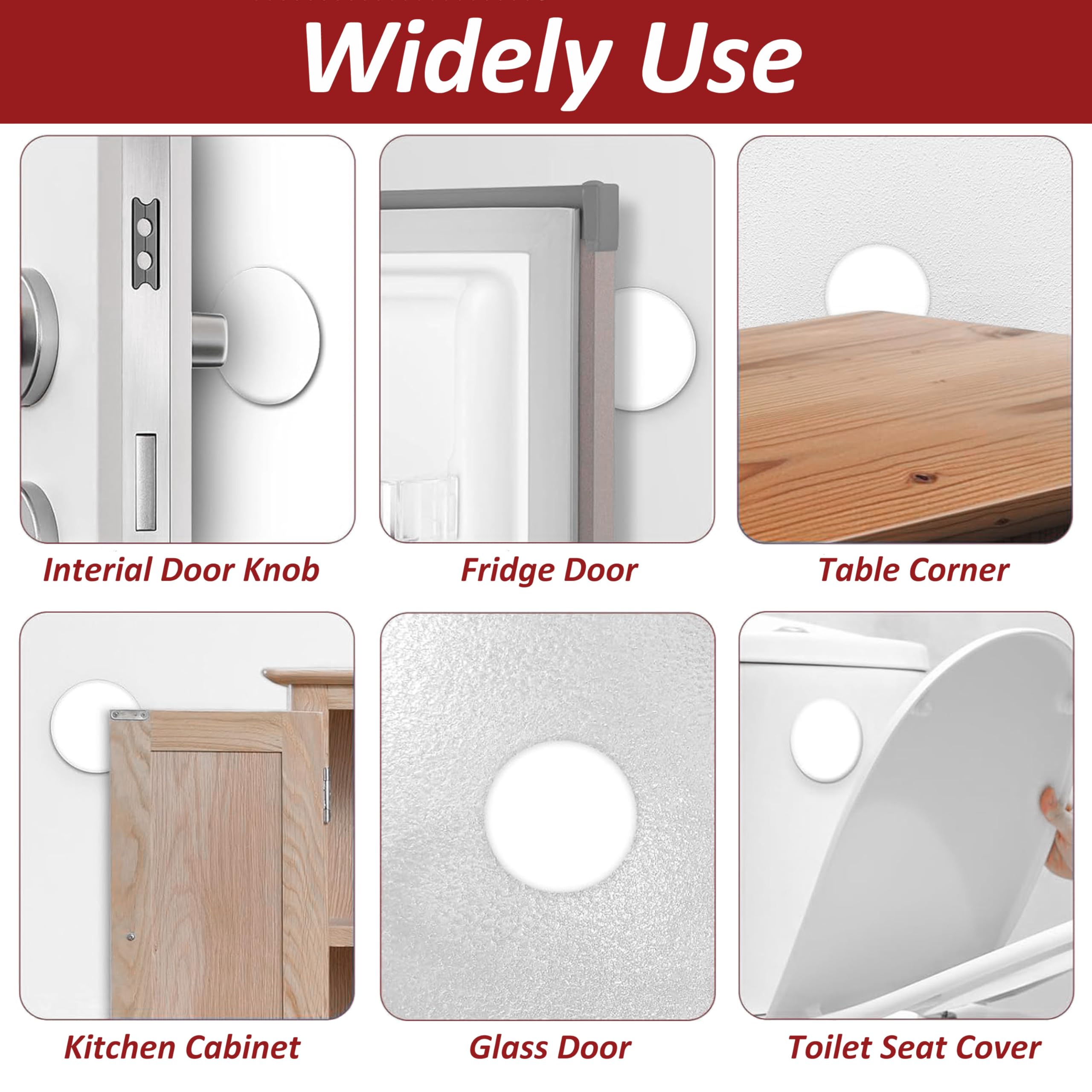 Wideskall® White Round Door Knob Wall Shield Self Adhesive Protector (3" inch Standard Size, 10.00, Count)