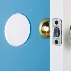 Wideskall® White Round Door Knob Wall Shield Self Adhesive Protector (3" inch Standard Size, 10.00, Count)