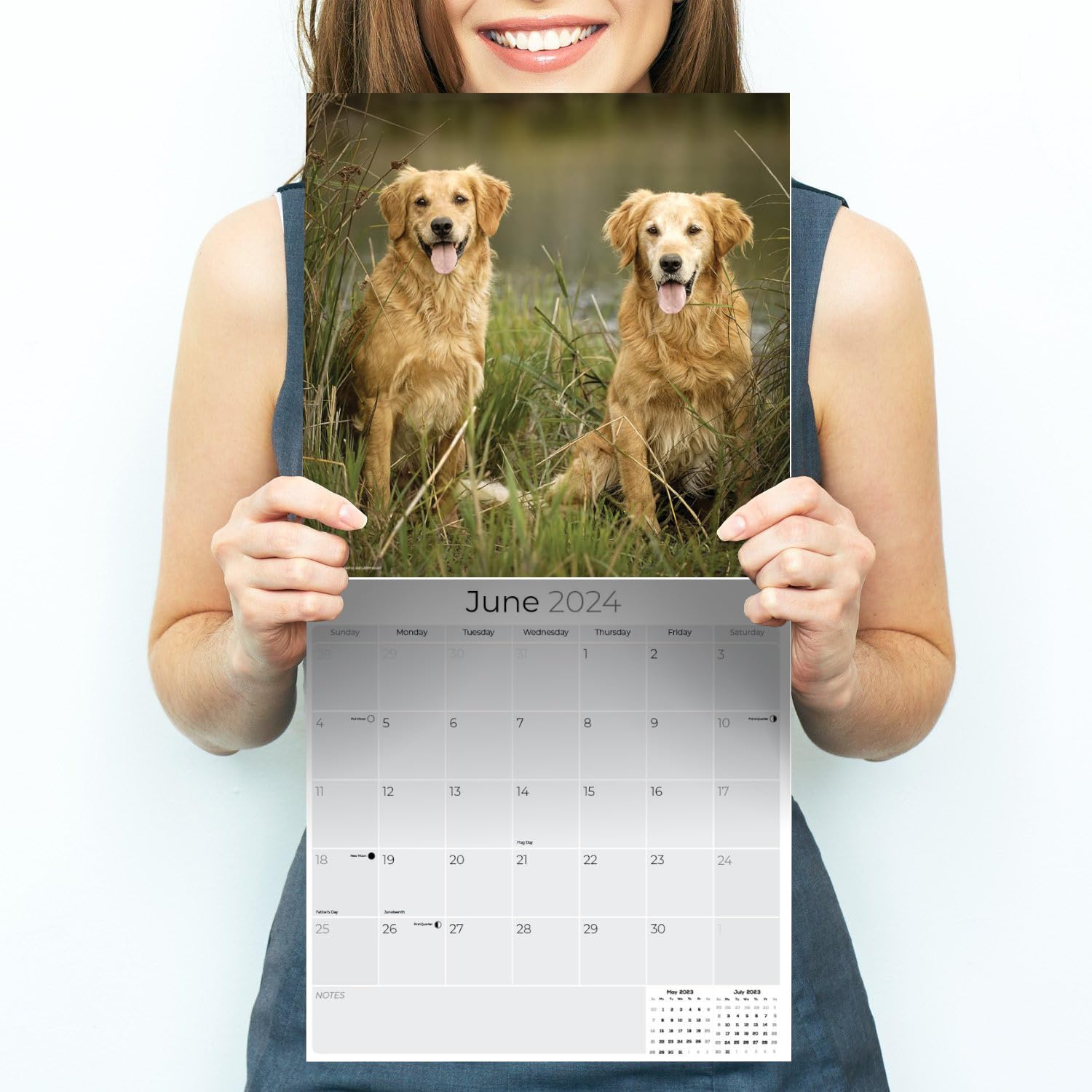 2023 2024 Golden Retriever Calendar - 16 Month FULL SIZE - 12 x 24 Open - Made in USA - Dog Breed Monthly Wall Calendar - Thick No-Bleed Paper - Giftable - Academic Teacher's Planner Calendar