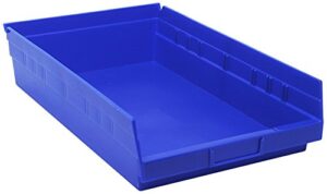 quantum storage systems k-qsb110bl-2 2-pack plastic shelf bin storage containers, 17-7/8 inch x 11-1/8 inch x 4 inch, blue