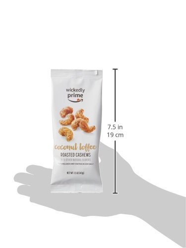 Amazon Brand - Wickedly Prime Roasted Cashews, Coconut Toffee, Snack Pack, 1.5 Ounce (Pack of 15) Package May Vary