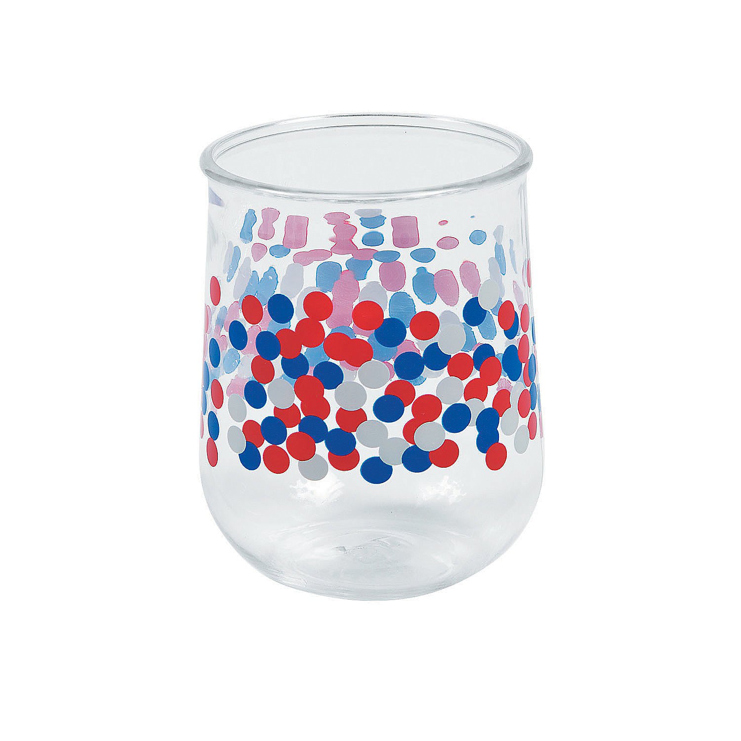 Fun Express Patriotic Red White and Blue Confetti Plastic Tumbler (set of 6)