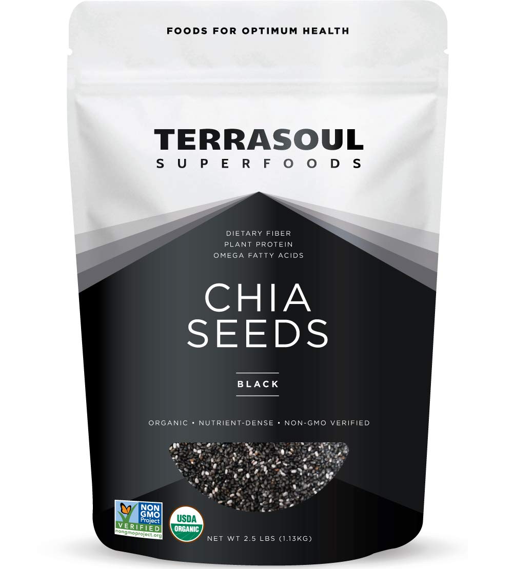 Terrasoul Superfoods Organic Black Chia Seeds, 2.5 Pounds, Nutrient-Packed Superfood for Energy, Puddings, Smoothies, and Baking