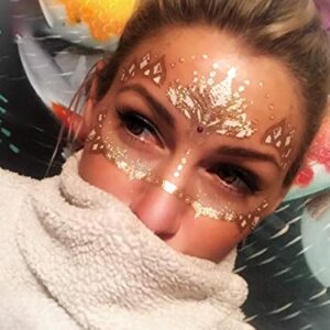 Gold Temporary Tattoos by Golden Ratio Tats, Metallic Festival Face Paint, Gold and White Masquerade Tattoos (Wifey Face Mask)