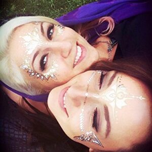 Gold Temporary Tattoos by Golden Ratio Tats, Metallic Festival Face Paint, Gold and White Masquerade Tattoos (Wifey Face Mask)