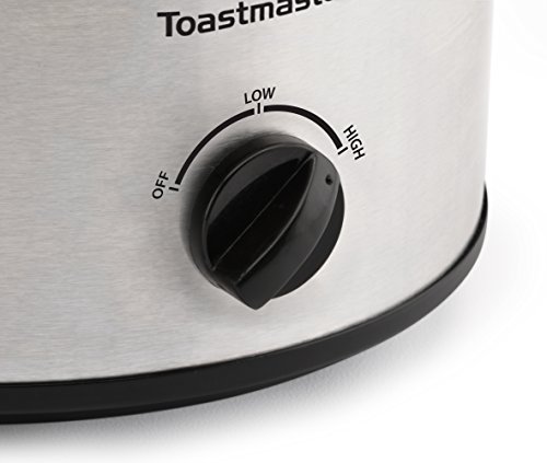 Toastmaster TM-151SC Stainless Steel Slow Cooker with Removable Stoneware Bowl, 1.5-Quart, Silver/Black