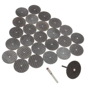 fiberglass reinforced cut-off wheels discs kit 1 1/4 inch diameter 25 pieces + 2 mandrel for dremel rotary tool 426 426b compatible