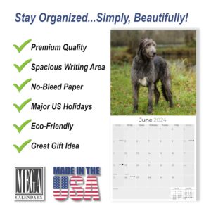 2023 2024 Irish Wolfhound Calendar - Dog Breed Monthly Wall Calendar - 12 x 24 Open - Thick No-Bleed Paper - Giftable - Academic Teacher's Planner Calendar Organizing & Planning - Made in USA