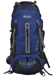 duraton hiking backpack 50l, water resistant light-weight day pack for backpacking camping and travel (navy blue)