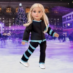 - Super Skater - Clothes Fits 18 Inch Doll - 2 Complete Outfits - 5 Pieces - 18 Inch Doll Ice Skating Outfits - Leotard, Skirt, Pants, Jacket and 1 Pair of Skates (Doll Not Included)