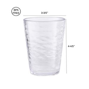 KLIFA- RIPPLE- 16 ounce, Set of 6, Acrylic Tumbler Drinking Glasses Cups, BPA-Free, Stackable Plastic Drinkware, Dishwasher Safe, Clear