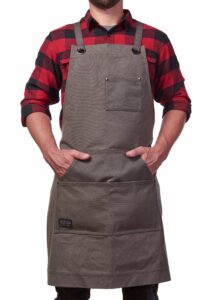 hudson durable goods - heavy duty waxed canvas work apron - grey