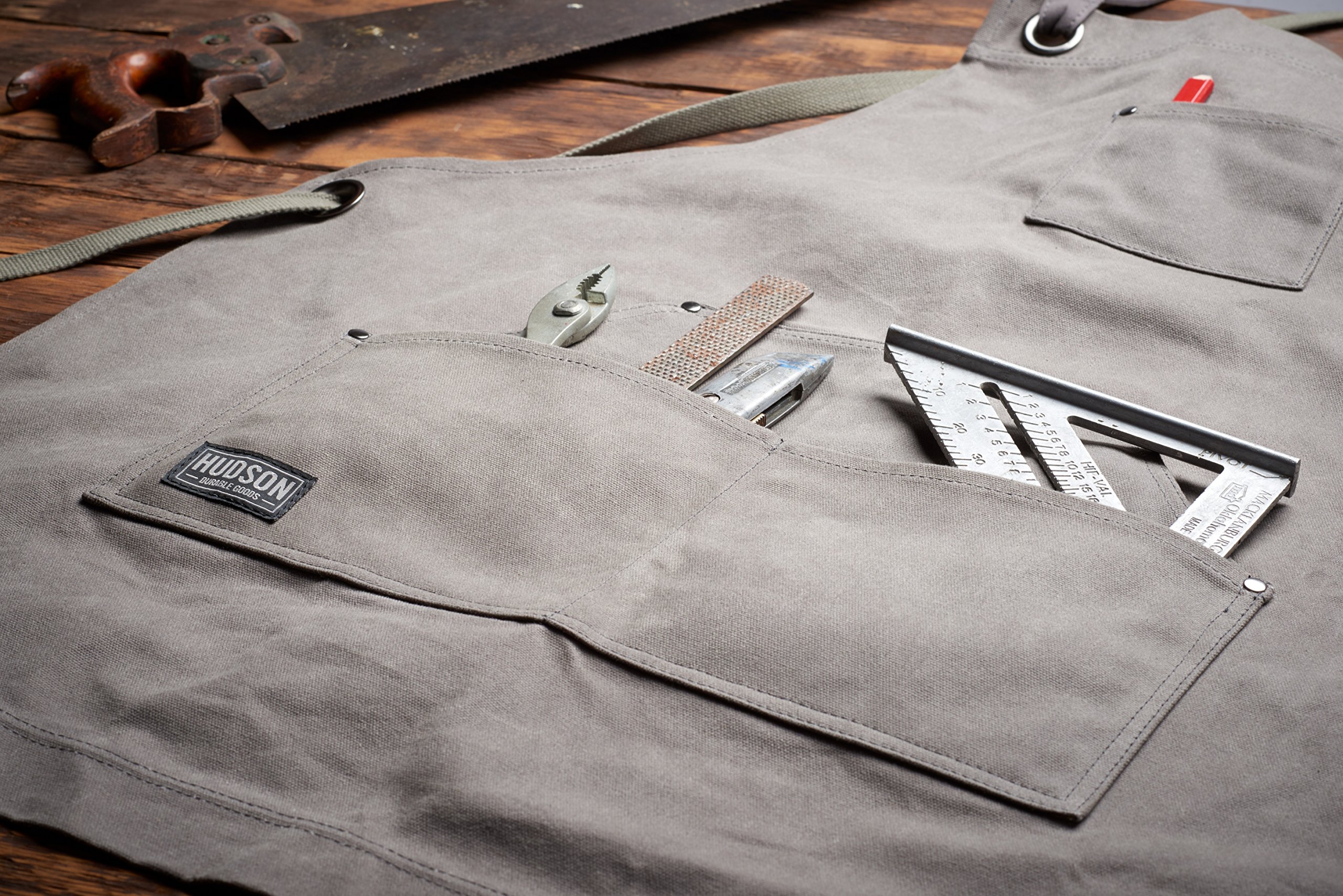 Hudson Durable Goods - Heavy Duty Waxed Canvas Work Apron - Grey