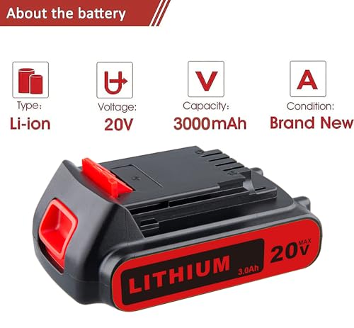 VANON 3.0Ah LBXR20 Replacement for Black and Decker 20V Lithium Battery Compatible with Black & Decker 20v Lithium Battery LB20 LBX20 LST220 LBXR2020-OPE LBXR20B-2 LB2X4020 Drill Cordless Tools 2Pack
