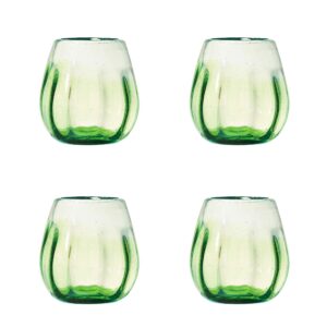 amici home rosa stemless wine glass, lime green | set of 4 | authentic mexican handmade glassware | wine glasses for red or white wine, cocktails | 16 oz