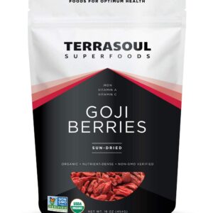 Terrasoul Superfoods Organic Goji Berries, 16 Oz - Large Size | Chewy Texture | Premium Quality | Lab-Tested