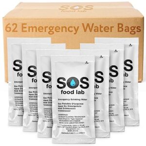 s.o.s. emergency water 5 year shelf life - 62 individual 4.22 oz packets (with tips)