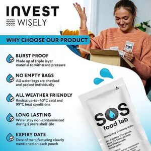 S.O.S. Emergency Water 5 year shelf life - 62 Individual 4.22 Oz Packets (With Tips)