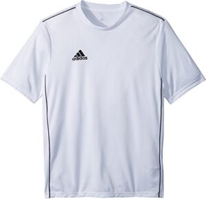 adidas juniors' core 18 training soccer jersey white/black, x-large