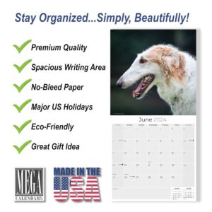 2023 2024 Borzoi Calendar - Dog Breed Monthly Wall Calendar - 12 x 24 Open - Thick No-Bleed Paper - Giftable - Academic Teacher's Planner Calendar Organizing & Planning - Made in USA