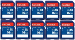 lot of 10 sandisk 16gb sd sdhc class 4 flash memory camera card sdsdb-016g-b35 pack + sd/tf usb card reader