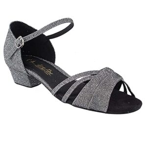 women's ballroom dance shoes salsa latin practice dance shoes black glitter satin 6030fteb comfortable - very fine 1" heel 8.5 m us [bundle of 5]