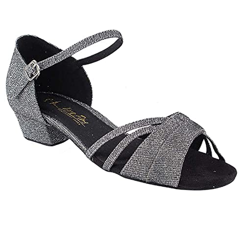 Women's Ballroom Dance Shoes Salsa Latin Practice Dance Shoes Black Glitter Satin 6030FTEB Comfortable - Very Fine 1" Heel 8.5 M US [Bundle of 5]