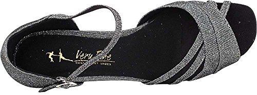 Women's Ballroom Dance Shoes Salsa Latin Practice Dance Shoes Black Glitter Satin 6030FTEB Comfortable - Very Fine 1" Heel 8.5 M US [Bundle of 5]