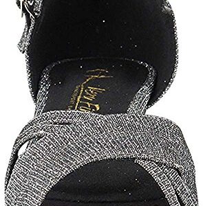 Women's Ballroom Dance Shoes Salsa Latin Practice Dance Shoes Black Glitter Satin 6030FTEB Comfortable - Very Fine 1" Heel 8.5 M US [Bundle of 5]