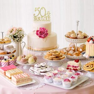 50 Cake Topper - Premium Gold Metal - 50 and Fabulous - 50th Birthday Party Sparkly Rhinestone Decoration Makes a Great Centerpiece - Now Protected in a Box