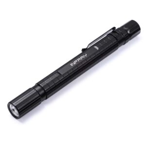 infray small led flashlight, zoomable, handheld mini pocket-sized edc tactical pen light with super high lumen led, ipx5 water-resistant, 3 light modes, 2aaa battery powered