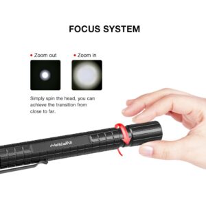 infray Small LED Flashlight, Zoomable, Handheld Mini Pocket-Sized EDC Tactical Pen Light with Super High Lumen LED, IPX5 Water-Resistant, 3 Light Modes, 2AAA Battery Powered