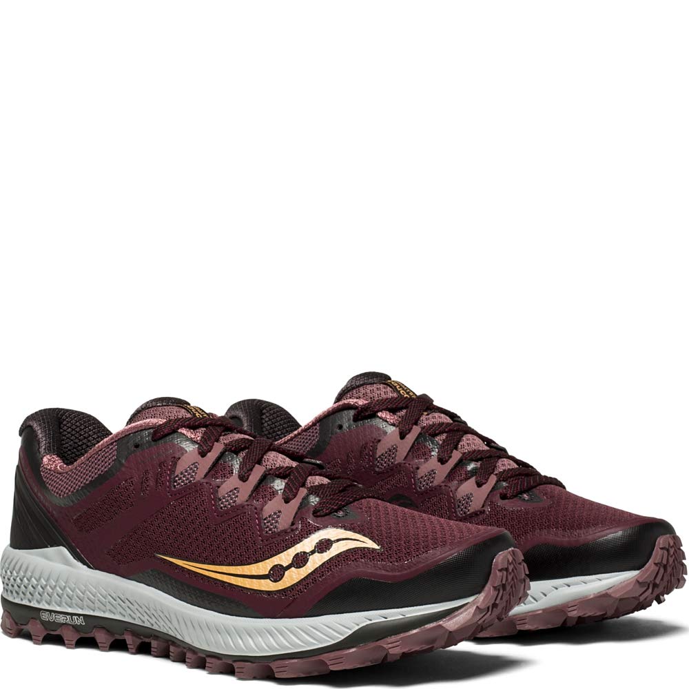 Saucony Women's Peregrine 8 Running Shoe, Wine/Beach, 7 Medium US