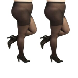 plus size pantyhose for women soft sheer queen tights 2 pairs (8x, black)