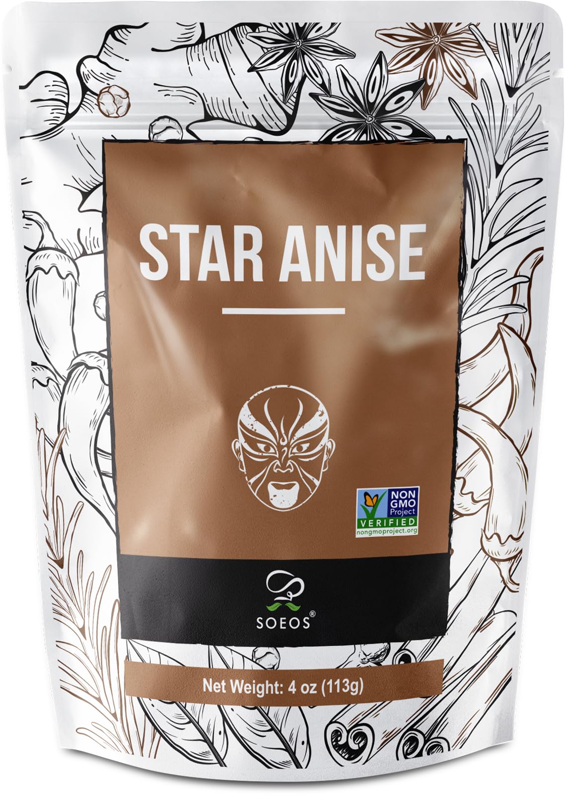 Soeos Star Anise, Anise Seeds, Whole Chinese Star Anise Pods for Baking and Tea, Star Anise Whole, 4 oz