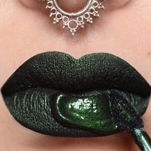 la splash cosmetics soft long lasting waterproof matte dark green liquid lipstick - wickedly divine collection (envy)