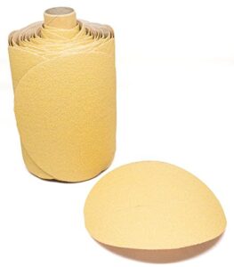 benchmark abrasives 5" psa gold self adhesive da sanding disc roll aluminum oxide grains designed for surface blending edge sanding general stock removal orbital sanders (100 discs) - 80 grit