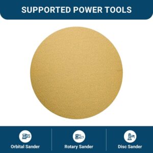 Benchmark Abrasives 5" PSA Gold Self Adhesive DA Sanding Disc Roll Aluminum Oxide Grains Designed for Surface Blending Edge Sanding General Stock Removal Orbital Sanders (100 Discs) - 80 Grit