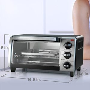 BLACK+DECKER 4-Slice Toaster Oven with Natural Convection, Black, TO1750SB