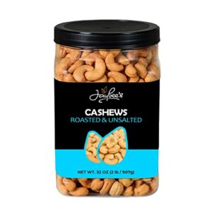 Cashews Roasted Unsalted (32 oz / 2 lbs) | Healthy Protein Snack, Natural Healthy Diet Friendly Snacks, Gift Giving | Whole Cashew | Certified Kosher - Vegan & Keto Friendly Superfood | Jaybee's Nuts