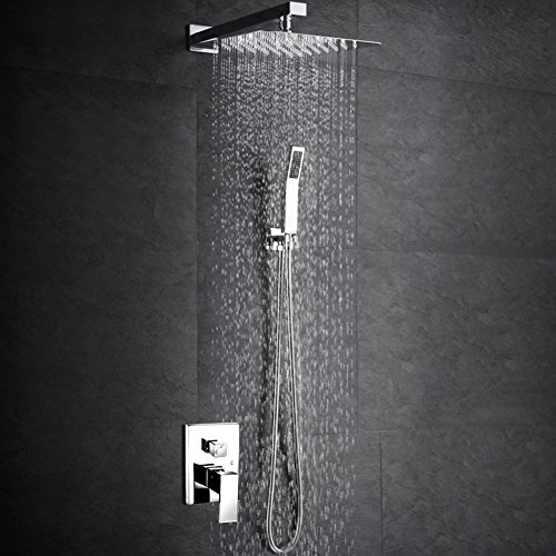 SR SUN RISE 12 Inch Rain Shower Head, High Pressure Rainfall Showerhead Large Waterfall Shower Head Ultra Thin Water Saving, Brushed Nickel 304 Stainless Steel