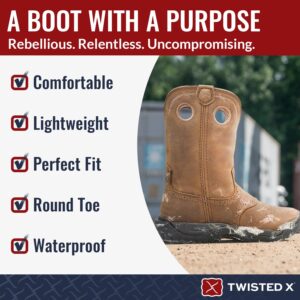 Twisted X Women's 9" All Around Work Boot - Versatile Women's Western Work Boots - Distressed Saddle, Water Resistant Oiled Leather Shaft, Made for Barn Use - 11 M, Distressed Saddle & Distressed