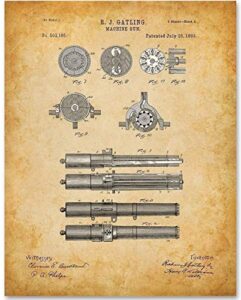 gatling machine gun patent print - 11x14 unframed patent print gun pictures for wall - man cave gun poster decor - gift under $20 for gun owners and firearms enthusiasts