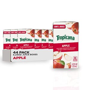 Tropicana 100% Juice Box, Apple Juice, 4.23oz (Pack of 44) - Real Fruit Juices, Vitamin C Rich, No Added Sugars, No Artificial Flavors