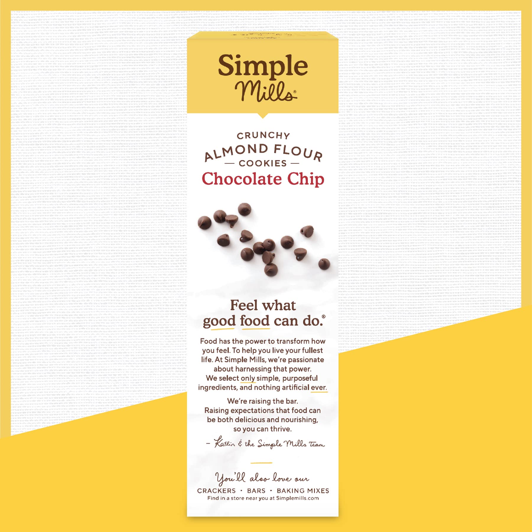 Simple Mills Almond Flour Crunchy Cookies, Chocolate Chip - Gluten Free, Vegan, Healthy Snacks, Made with Organic Coconut Oil, 5.5 Ounce (Pack of 1)