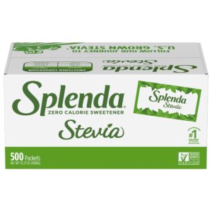 splenda stevia zero calorie sweetener, plant based sugar substitute granulated powder, single serve packets, 500 count (pack of 1)