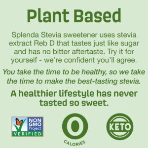 SPLENDA Stevia Zero Calorie Sweetener, Plant Based Sugar Substitute Granulated Powder, Single Serve Packets, 500 Count (Pack of 1)