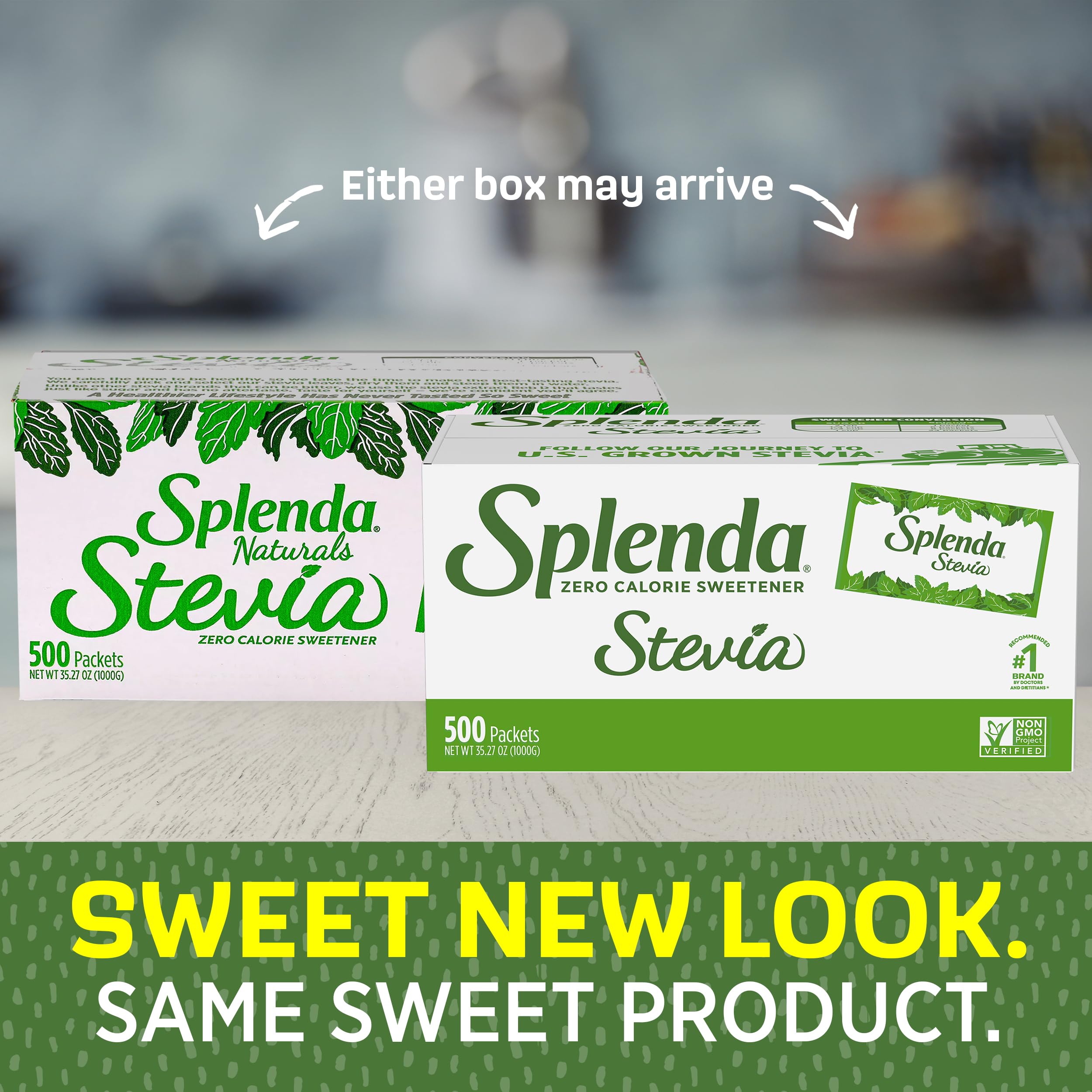 SPLENDA Stevia Zero Calorie Sweetener, Plant Based Sugar Substitute Granulated Powder, Single Serve Packets, 500 Count (Pack of 1)