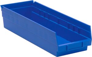 quantum storage systems k-qsb104bl-10 10-pack plastic shelf bin storage containers, 17-7/8" x 6-5/8" x 4", blue