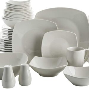 Gibson Home Zen Buffet Dinnerware Set, Service for 6 (39pcs), White (Square)